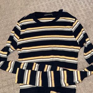 Brandy Melville Black and Yellow Striped Top